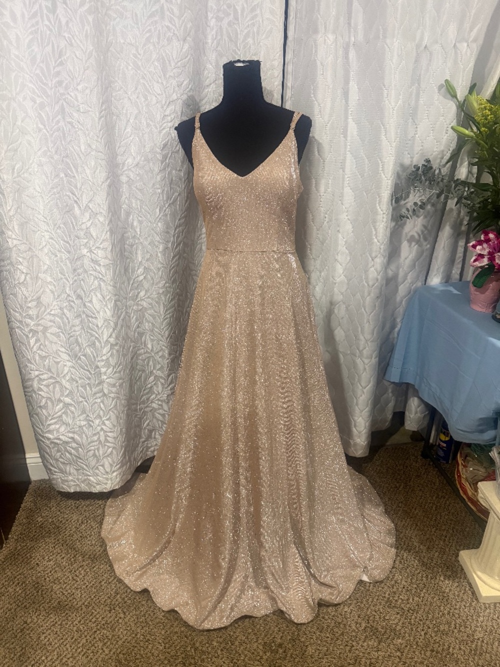 Speechless Shimmery Champagne A-Line Prom Dress